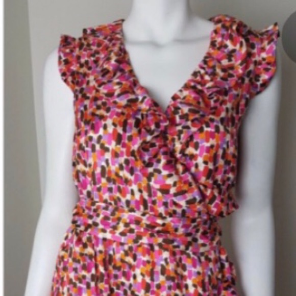 Kate Spade Aubrey pink confetti silk wrap dress - Picture 3 of 3